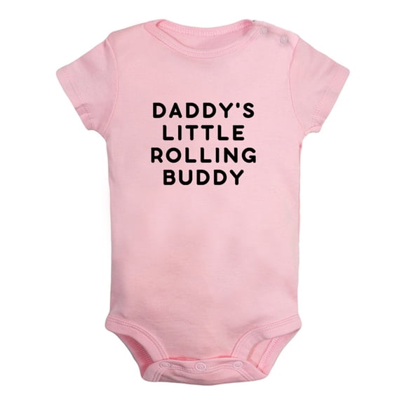 Daddy's Little Rolling Buddy Funny Rompers For Babies, Newborn Baby Unisex Bodysuits, Infant Jumpsuits, Toddler 0-12 Months Kids One-Piece Oufits (Pink, 0-6 Months)