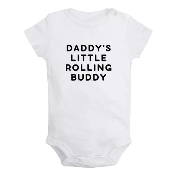 Daddy's Little Rolling Buddy Funny Rompers For Babies, Newborn Baby Unisex Bodysuits, Infant Jumpsuits, Toddler 0-12 Months Kids One-Piece Oufits (White, 12-18 Months)