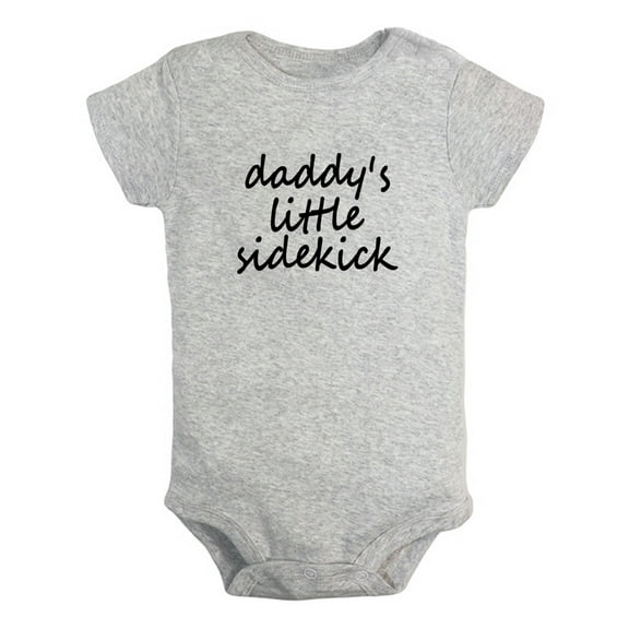 Daddy's Little Sidekick Funny Rompers For Babies, Newborn Baby Unisex Bodysuits, Infant Jumpsuits, Toddler 0-24 Months Kids One-Piece Oufits (Gray, 0-6 Months)