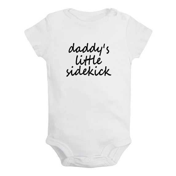 Daddy's Little Sidekick Funny Rompers For Babies, Newborn Baby Unisex Bodysuits, Infant Jumpsuits, Toddler 0-24 Months Kids One-Piece Oufits (White, 18-24 Months)