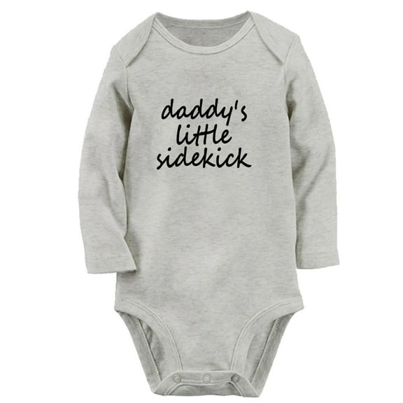 Daddy's Little Sidekick Funny Rompers, Newborn Baby Unisex Bodysuits, Infant Jumpsuits, Toddler 0-12 Months Kids Long Sleeves Oufits (Gray, 6-12 Months)