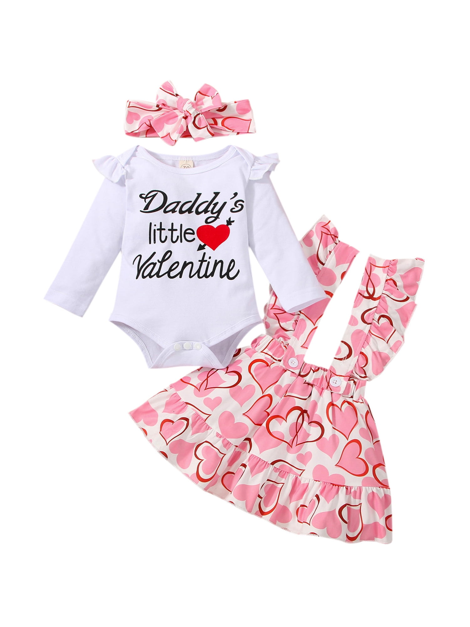 Daddy's Little Valentine Baby Girl Skirt Set 3Pcs Valentine’s Day