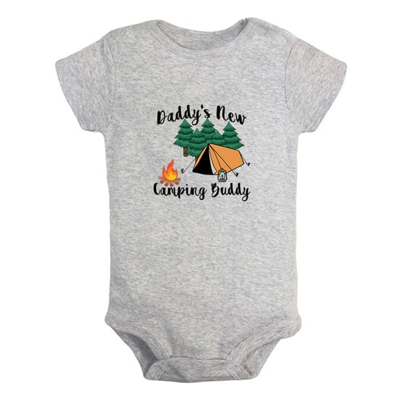 Daddy's New Camping Buddy Funny Rompers For Babies, Newborn Baby Unisex Bodysuits, Infant Jumpsuits, Toddler 0-12 Months Kids One-Piece Oufits (Gray, 12-18 Months)
