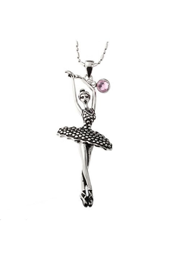 Daddy's Princess Ballerina Dancer, Ballet Dancing Stainless Steel Pendant Necklace with Pink Charm