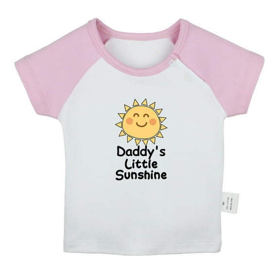 Daddy's Sunshine Funny T shirt For Baby, Newborn Babies T-shirts, Infant Tops, 0-24M Kids Graphic Tees Clothing (Short Pink Raglan T-shirt, 0-6 Months)