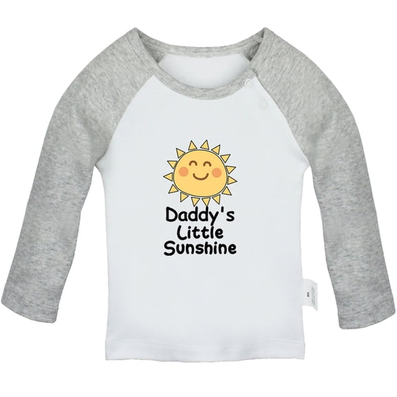 Daddy's Sunshine Funny T shirt For Baby, Newborn Babies T-shirts, Infant Tops, 0-24M Kids Graphic Tees Clothing (Long Gray Raglan T-shirt, 18-24 Months)