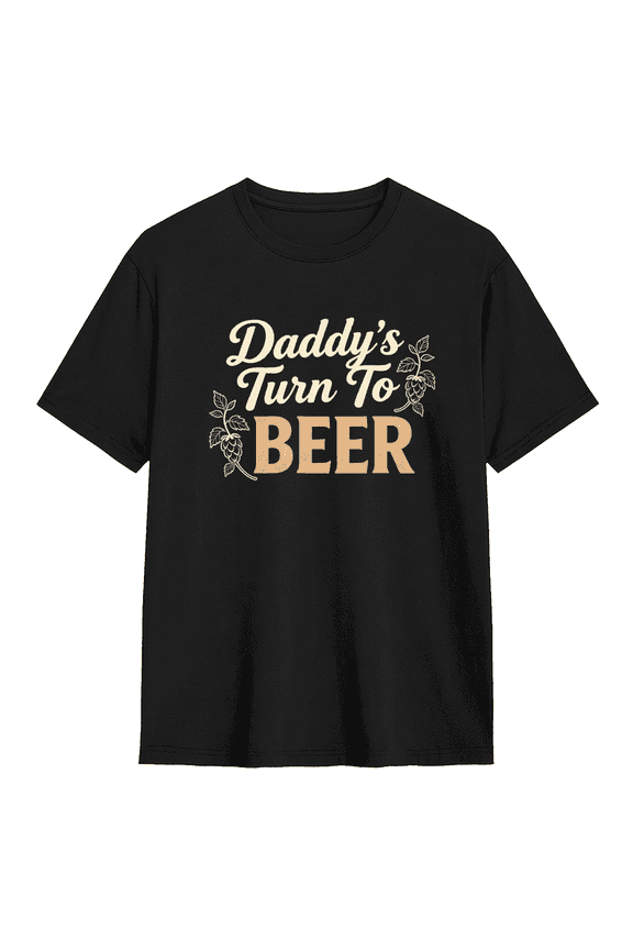 Daddy's Turn To Beer Cool Graphic Tee for Men, Fun BBQ Cotton Short Sleeves T-Shirt
