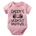 thumbnail image 1 of Daddy's Workout Partner New Born Baby Girl Short Sleeve Unisex Baby Outfits White Baby Onsies0-3 Months Girl, 1 of 2