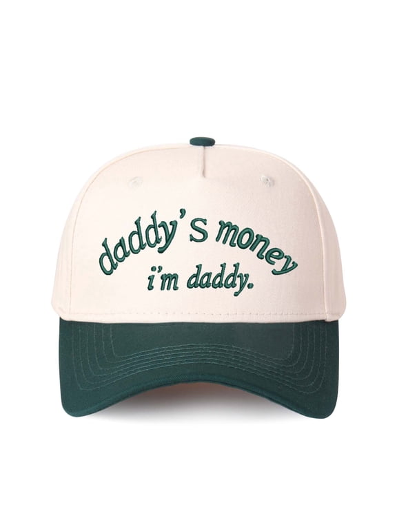 Daddy's money i'm daddy Letter Embroidered Color Block Trucker Hat Unisex Adjustable Cotton Breathable Fashion Cap for Travel Daily Wear