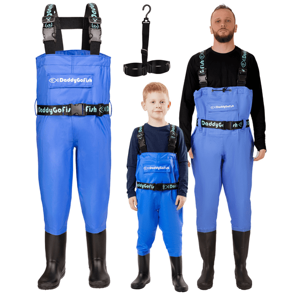 DaddyGoFish Chest Waders for Kids and Adults, Fishing and Hunting Waders with a Pocket and a Wader Hanger