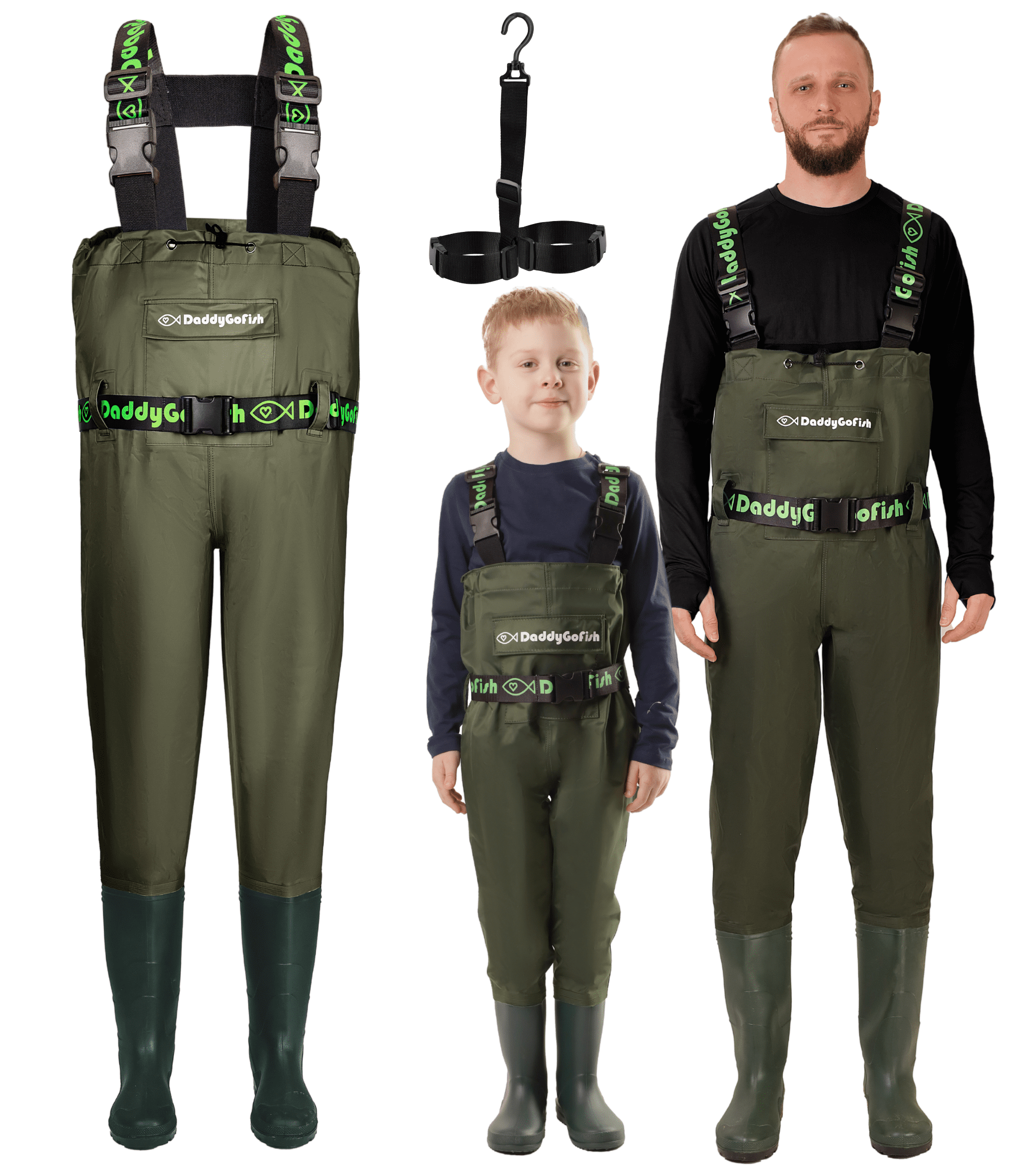 DaddyGoFish Chest Waders for Kids and Adults, Fishing and Hunting Waders with a Pocket and a