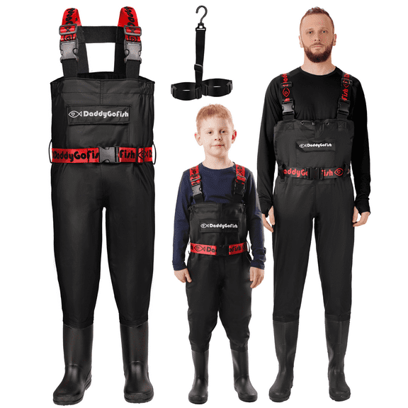 DaddyGoFish Chest Waders for Kids and Adults, Fishing and Hunting Waders with a Pocket and a Wader Hanger