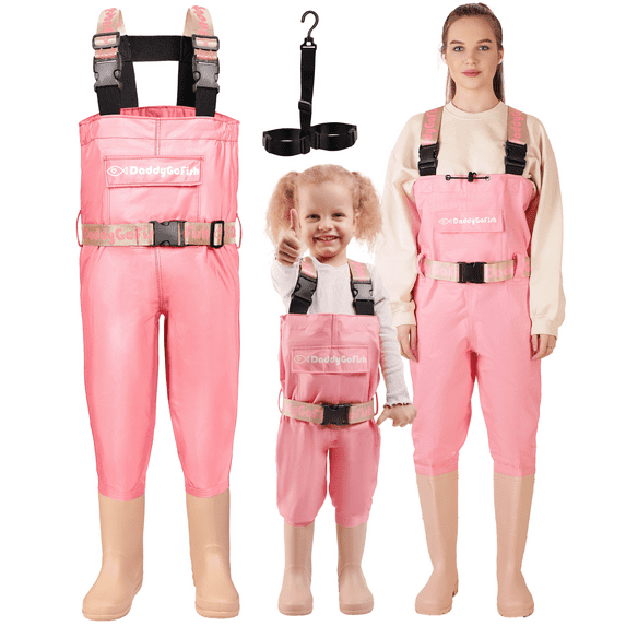 DaddyGoFish Chest Waders for Kids and Adults, Fishing and Hunting Waders with a Pocket and a Wader Hanger