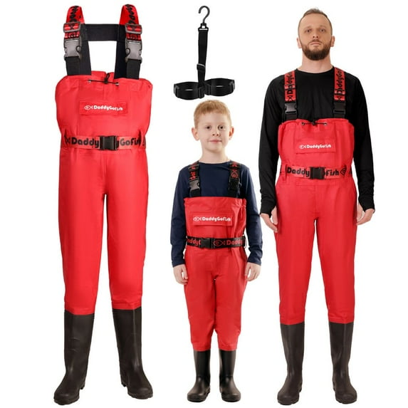 DaddyGoFish Chest Waders for Kids and Adults, Fishing and Hunting Waders with a Pocket and a Wader Hanger