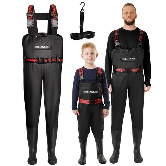 DaddyGoFish Chest Waders for Kids and Adults, Fishing and Hunting Waders with a Pocket and a Wader Hanger