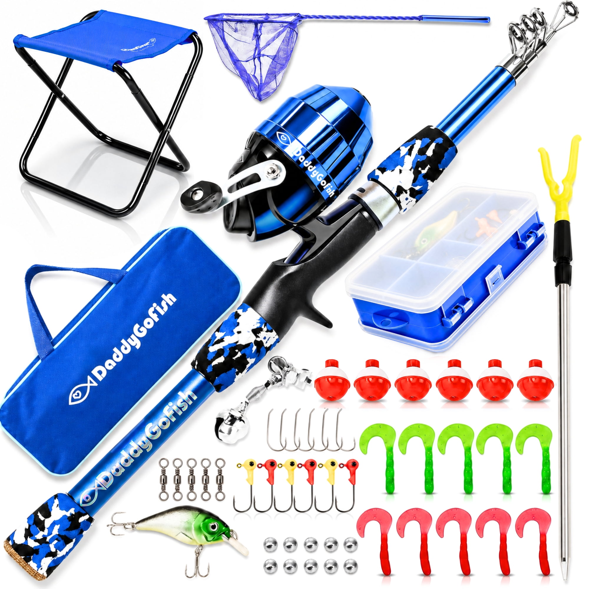 cheap youth fishing rod and reel combo RUNCL Kids Pole hop on a bike or go for a hike DaddyGoFish Kids Fishing Pole -