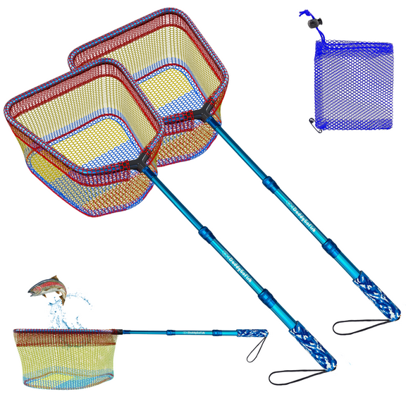 DaddyGoFish Kids Fishing Net - Ultralight Telescopic Landing Net Bait Pouch for Catching Fish Frog Minnow Cricket Butterfly at Water Beach Lake Pond Gifts for Boys and Girls