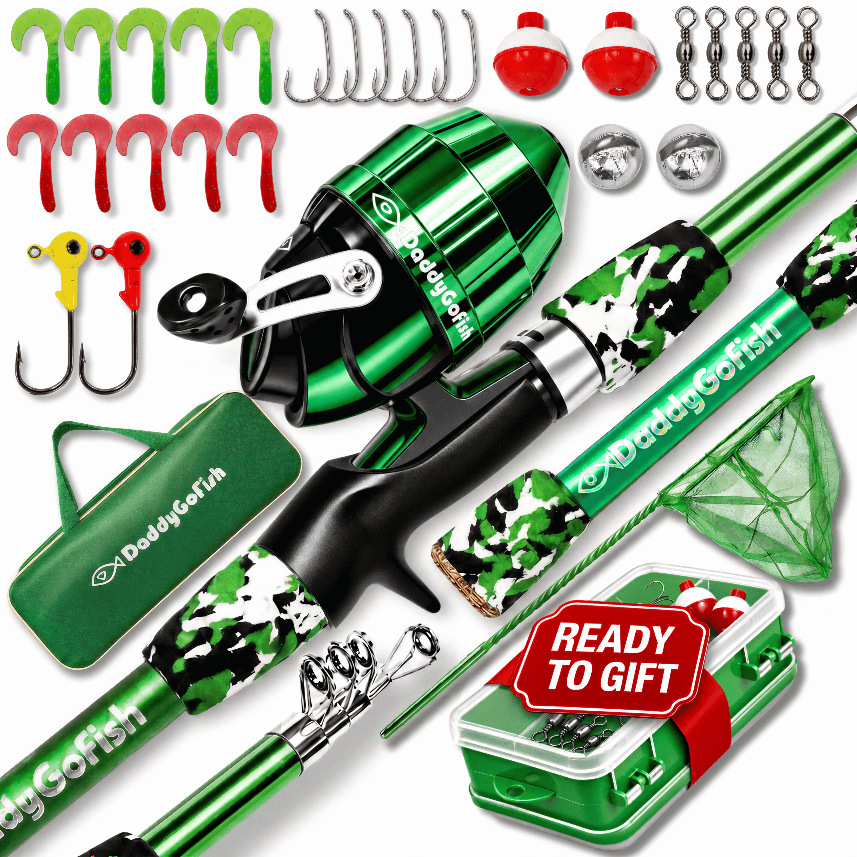 Stackle Box DaddyGoFish, Kids Fishing Pole, Green, 5ft, Tackle Box Combo - Walmart.com