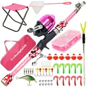 Plusinno Kids Fishing Pole,Telescopic Fishing Rod and Reel Combos with  Spincast Fishing Reel and String with Fishing Line