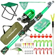 DaddyGoFish Kids Fishing Pole – Telescopic Rod & Reel Combo with Tackle Box, Fishing Net, Collapsible Chair, Rod Holder and Carry Bag for Boys and Girls