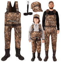 DaddyGoFish Neoprene Chest Waders for Kids and Adults | Waterproof BootFoot Waders | Fishing and Hunting Waders with a Camouflage Caps, and a Wader Hanger