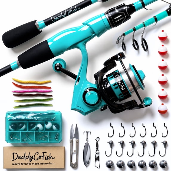 Fishing Rod Complete Set DaddyGoFish Spinning Fishing Rod and Reel Combo Set with Tackle Box ...