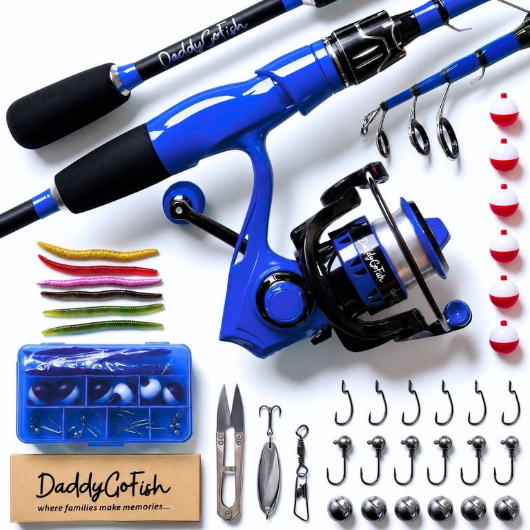 combo fishing rod for fresh and saltwater Daddygofish Spinning Fishing Rod and Reel Combo Set with Tackle Box | Fishing Pole | Carbon Fiber Telescopic Fishing Rod Kit