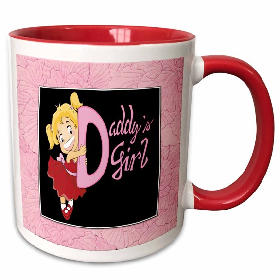 3drose, Daddys Girl, 11oz Two-tone Red Mug