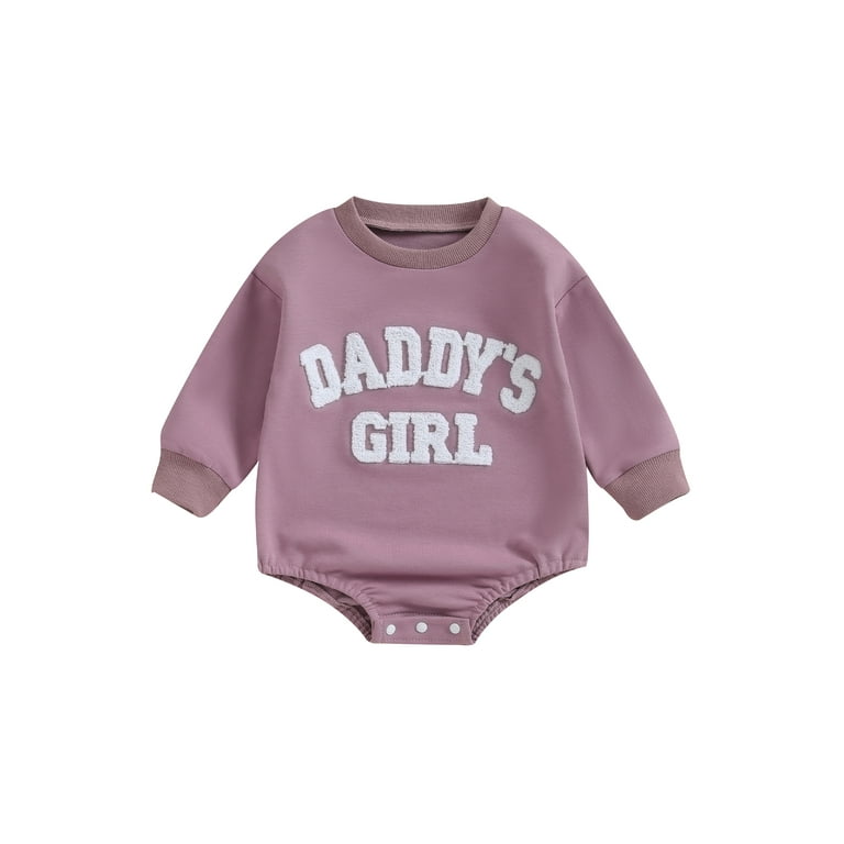 Daddys Girl Baby Clothes Newborn Fall Winter Sweatshirt Bubble Romper Fuzzy Embroidery Letter Onesie Outfit