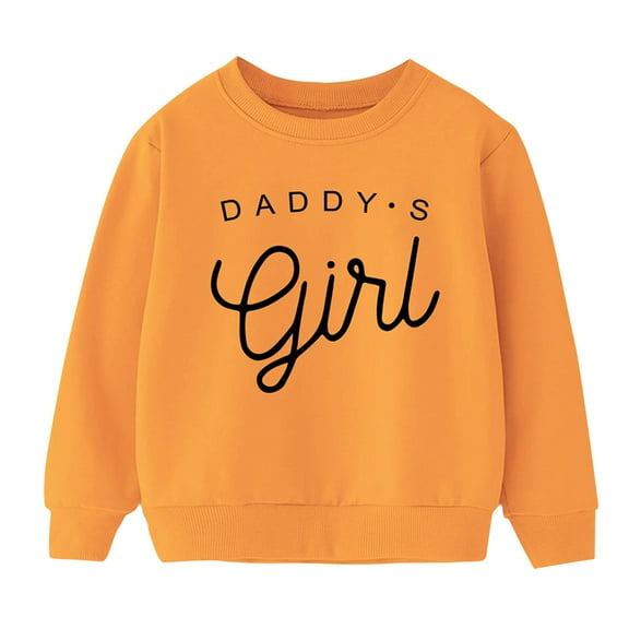 Daddys Girls Baby Clothes Long Sleeve Letter Print Sweatshirt Crewneck 3-8 Years Old Girl' Cute Tops, Orange, 4 Years