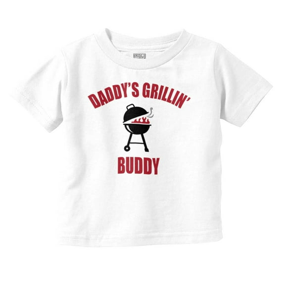 Daddys Grilling Buddy Fathers Day Toddler Boy Girl T Shirt Infant Toddler Brisco Brands 18M