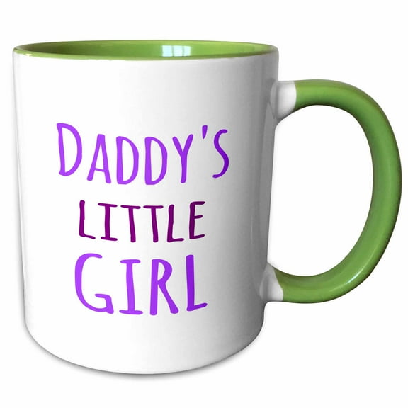 3drose, Daddys Little Girl - Purple Text - Fun Gifts for Daddies Girls, 11oz Two-tone Green Mug