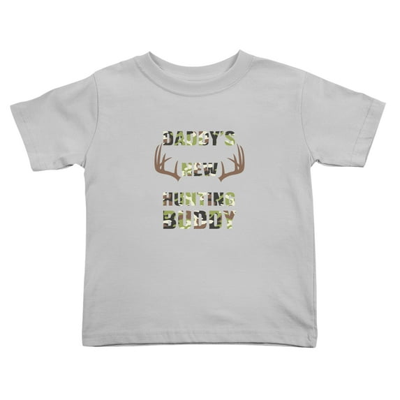 Daddys New Hunting Buddy Cute Toddler T-Shirts for Boys Girls (Gray, 3T)