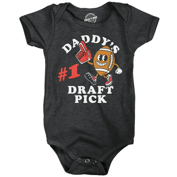 Daddys Number 1 Draft Pick Baby Bodysuit Funny Sarcastic Football Graphic Novelty Jumper For Infants