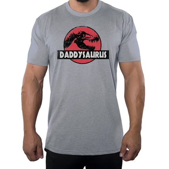 Daddysaurus Men's T-shirt, Funny Dad Shirts, Graphic T-shirts for Men - Heather Grey MH200DAD S24 L