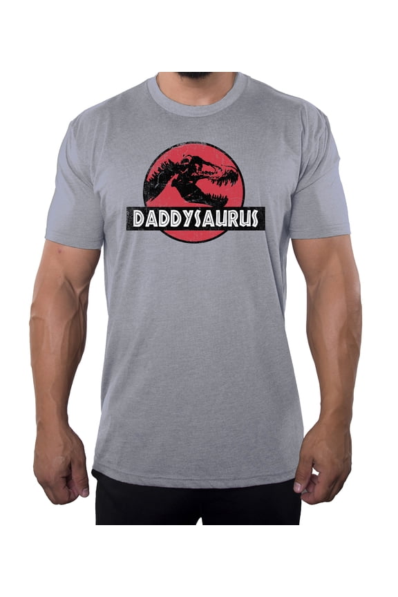 Daddysaurus Men's T-shirt, Funny Dad Shirts, Graphic T-shirts for Men - Heather Grey MH200DAD S24 S