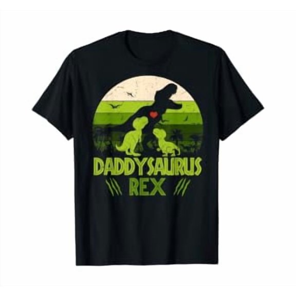 Daddysaurus Rex 2 Kids Sunset Tshirt For Fathers Day Gift, Unisex T-Shirt