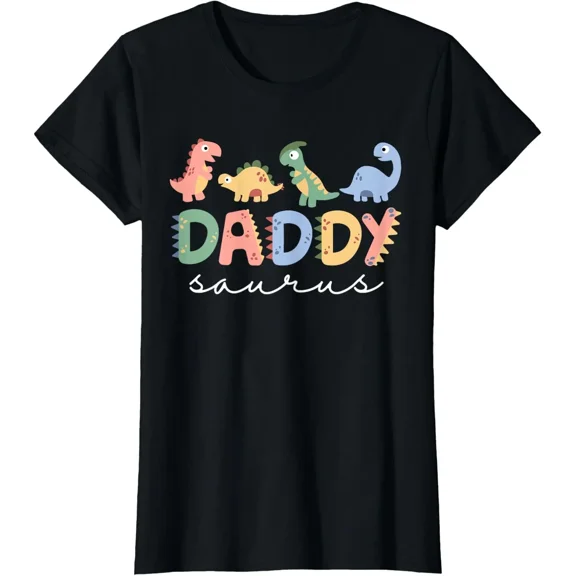 Daddysaurus Rex Dinosaur Dad Family Joke Ladies' Crewneck T-Shirt