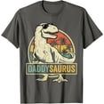 thumbnail image 1 of Daddysaurus T Rex Dinosaur Daddy Saurus Family Matching Unisex T-Shirt for Men Women,Charcoal Color,Size 5XL, 1 of 5