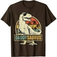 thumbnail image 1 of Daddysaurus T Rex Dinosaur Daddy Saurus Family Matching Unisex T-Shirt for Men Women,Dark Chocolate Color,Size 5XL, 1 of 5