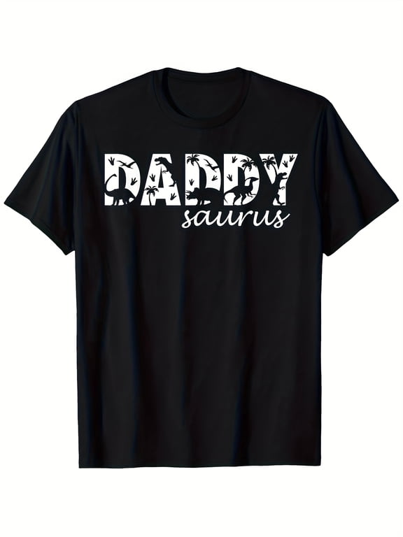 Daddysaurus T-Rex Dinosaur Daddy Saurus Graphic T-Shirt - 100% Heavyweight, Men'S & Men'S Casual Loose Fit Short Sleeve, Family Matching Shirts for Dads, Birthday Party Out