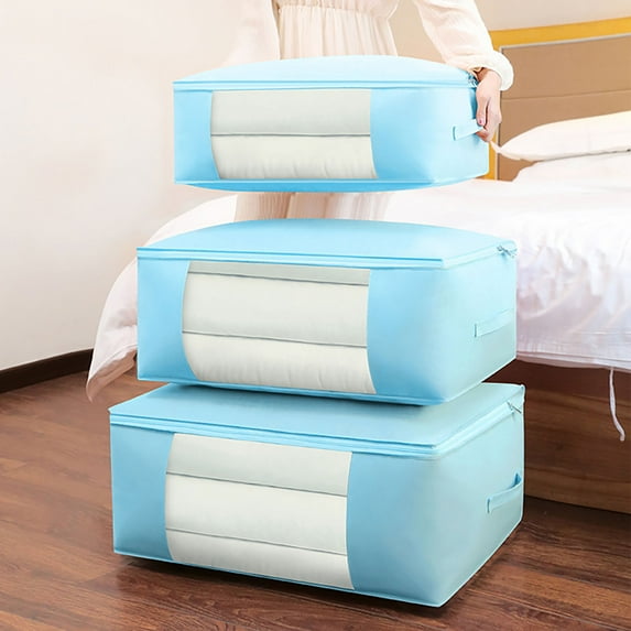 Dademeo Up to 50% off Clearance! Blanket Storage Bags Zippered with Handle,Heavy Duty under Bed Reusable Storage Tote Boxes with Clear Window for College Dorm Wardrobe Luggage Travel Organizer
