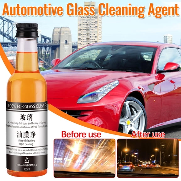 Dademeo Car Glass Oil Film Remover, 150ml, Auto Windshield Cleaner for Stubborn Grease Rain Marks Bird Droppings, Wiper Noise Reduction for Driving Safety