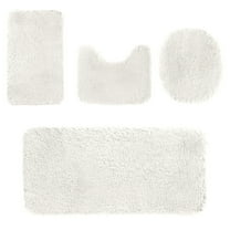 Dademeo Bath Rugs Washable Non Slip Bath Rugs Sets 4 Piece with Toilet Cover and Toilet Rugs U Shaped Bath Mat Set with Non Slip Microfiber,White