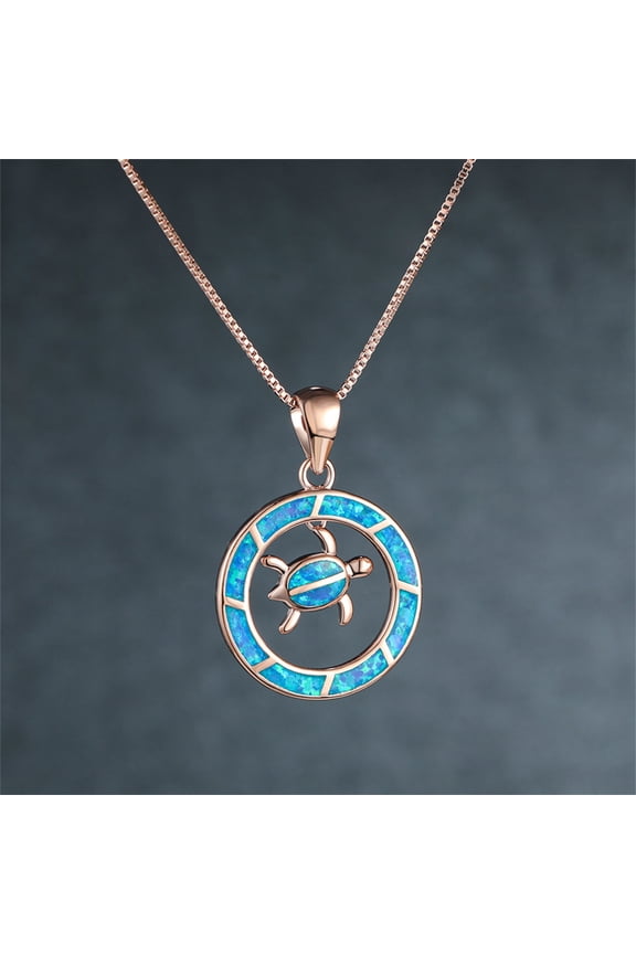 Valentines Day Gifts Blue Opal Turtle Pendant Necklace for Women Cute Animal Turtle Pendant Necklace Jewelry for Her Girlfriend Wife Mom Anniversary Birthday Gifts