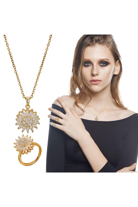 Valentines Day Gifts Golden Sunflower Pendant Necklace for Women 100 Languages I Love You Projection Necklace Jewelry for Her Girlfriend Wife Mom Anniversary Birthday Gifts