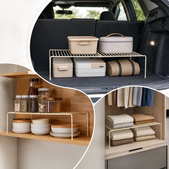 Dademeo Expandable Metal Cabinet Shelf Organizer, Kitchen Counter Organizer Rack, For Kitchen Cabinet Car Trunk Wardrobe