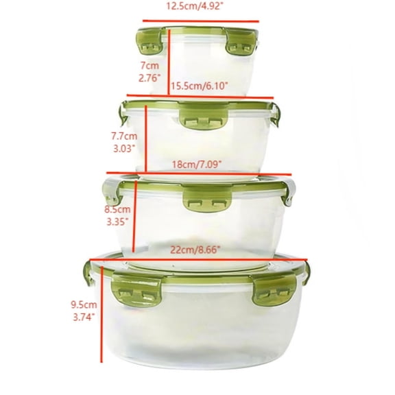 Dademeo Lunch Boxes for Women with Containers Food Storage Plastic Bowls with Lids 4 Piece Set, Kitchen Stackable Snap Lock Airtight Food Prep Containers Green Buy Again Orders My Past Orders
