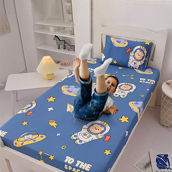 Dademeo Rollback Queen Sheets Cotton Under $20 Kid Bedding Sheet Twin, Trucks Fitted Sheet, Construction Vehicle Bedding Sheet for Boys, Cartoon Bed Cover Blue