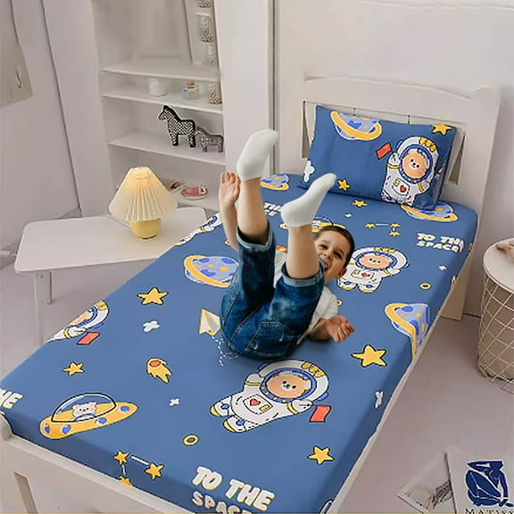 Dademeo Rollback Queen Sheets Cotton Under $20 Kid Bedding Sheet Twin, Trucks Fitted Sheet, Construction Vehicle Bedding Sheet for Boys, Cartoon Bed Cover Blue